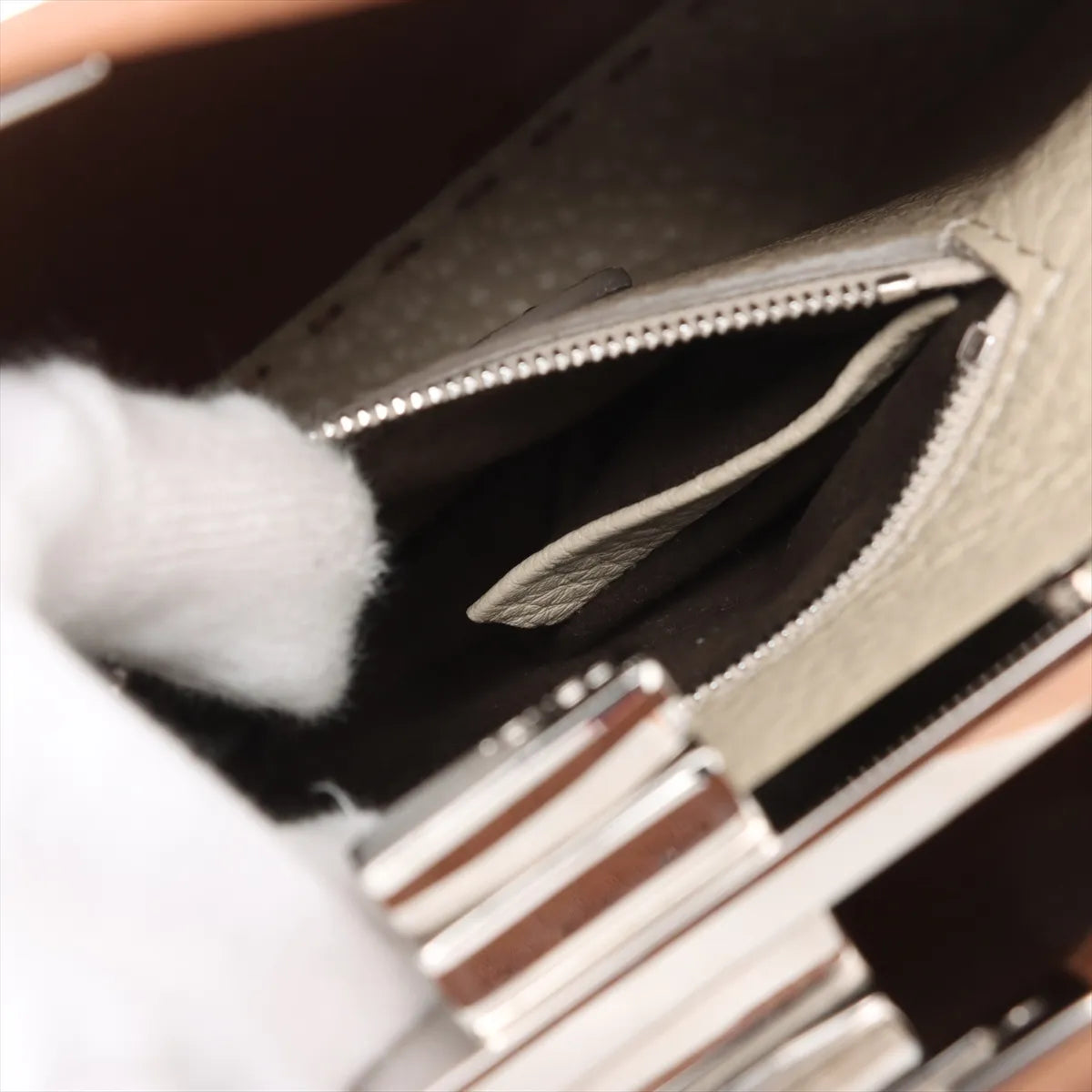 Fendi Selleria Mini Peekaboo Leather Two-Way Handbag Brown