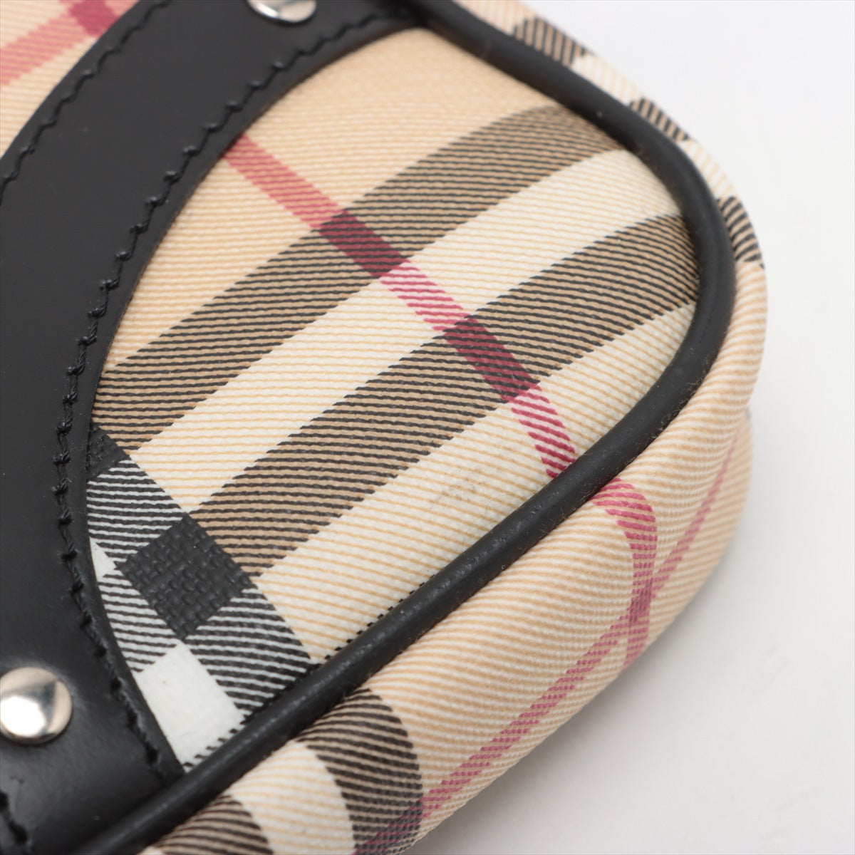 Burberry Nova Check Leather Baguette Bag Beige×Black