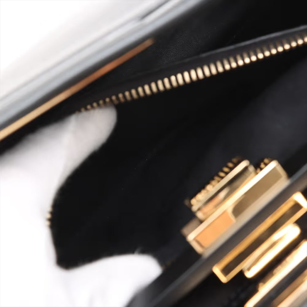 Fendi Peekaboo Regular Leather Two-Way Handbag Black