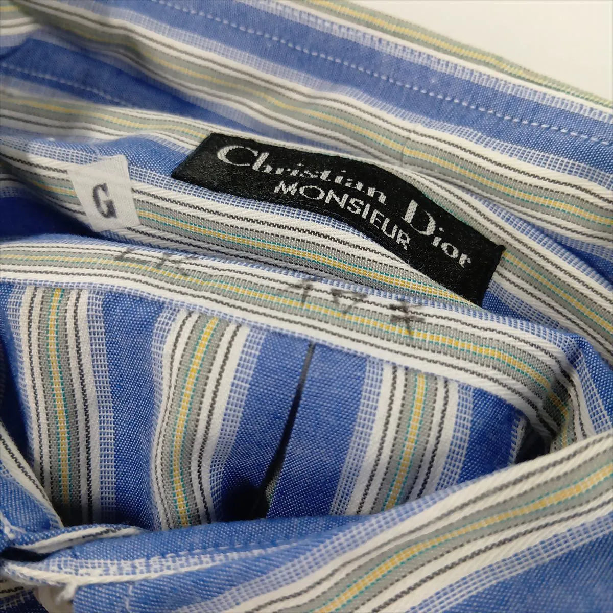 Christian Dior Striped Cotton Long Sleeve Shirt Blue x Gray