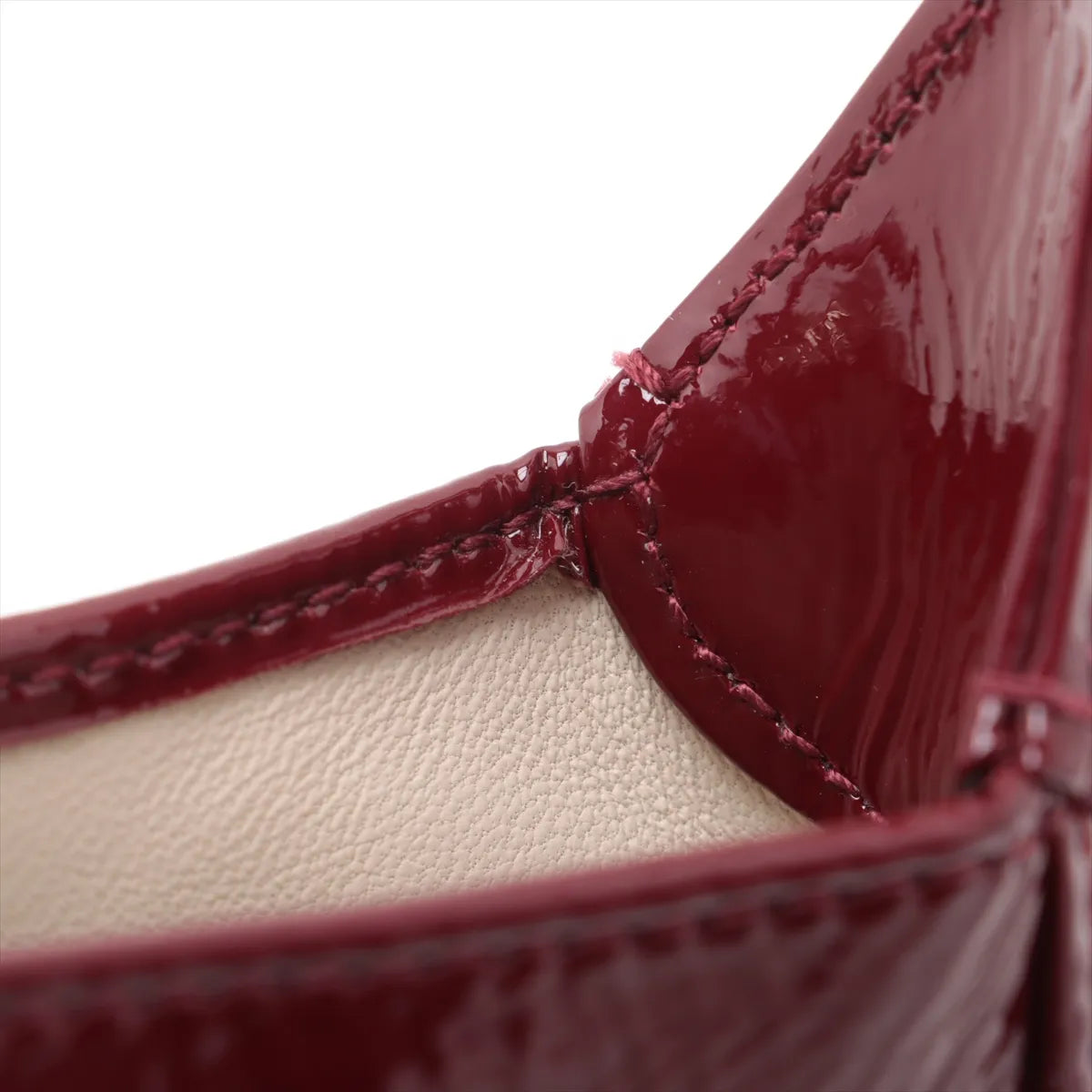 Gucci Jackie Notte Patent Leather Chain Shoulder Bag Red Lacquer