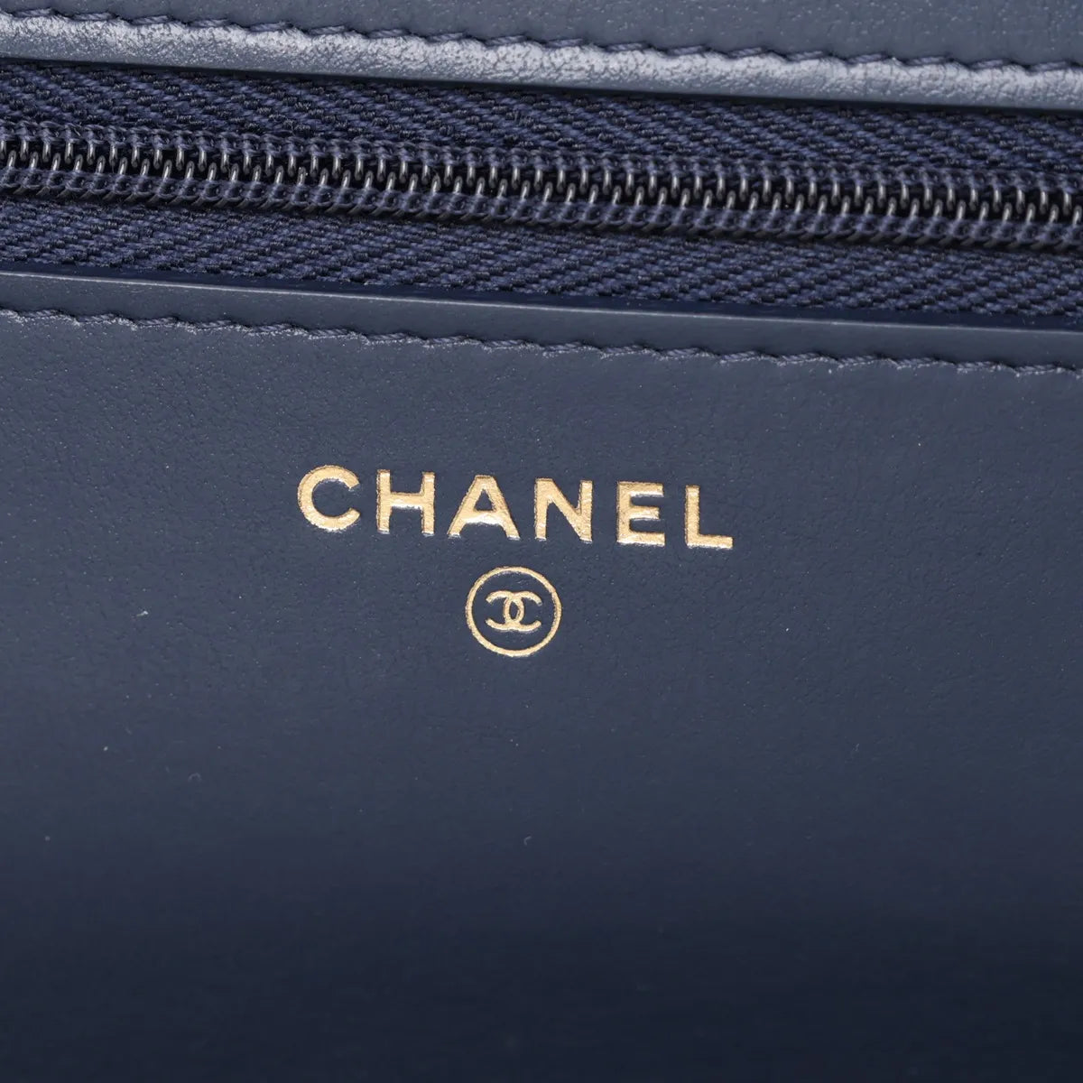 Chanel CC Logo Matelasse Denim Wallet on Chain Blue