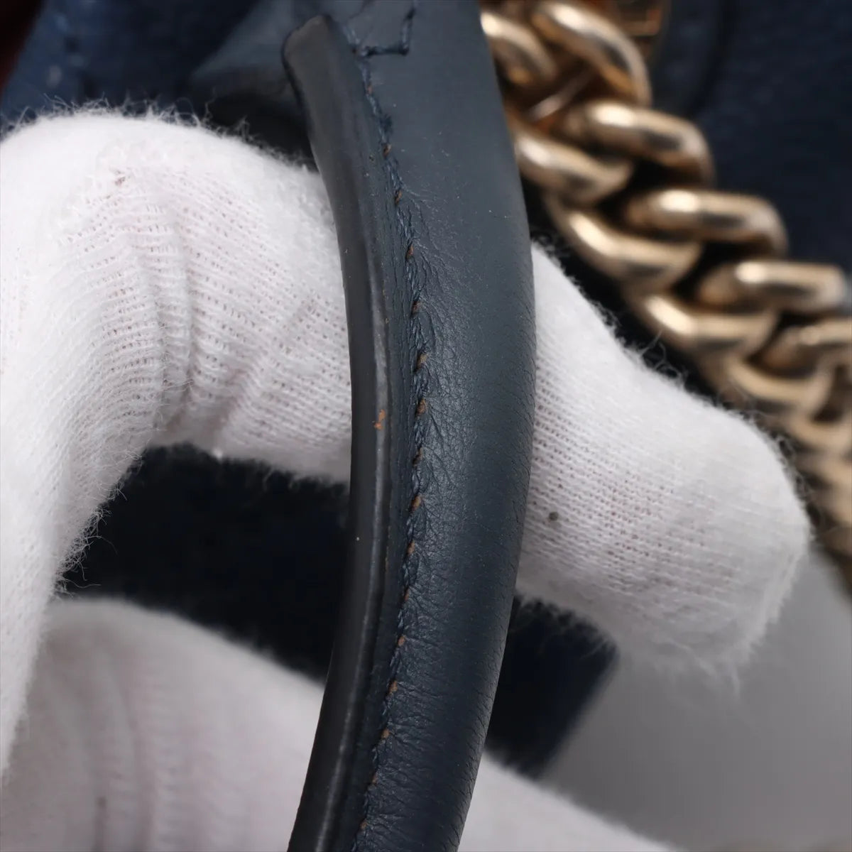 Chanel Matelasse Caviar Skin Two-Way Tote Bag Navy Blue