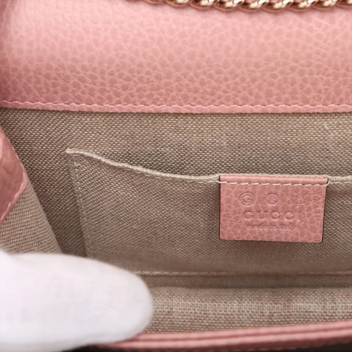 Gucci Interlocking G Leather Chain Shoulder Bag Pink