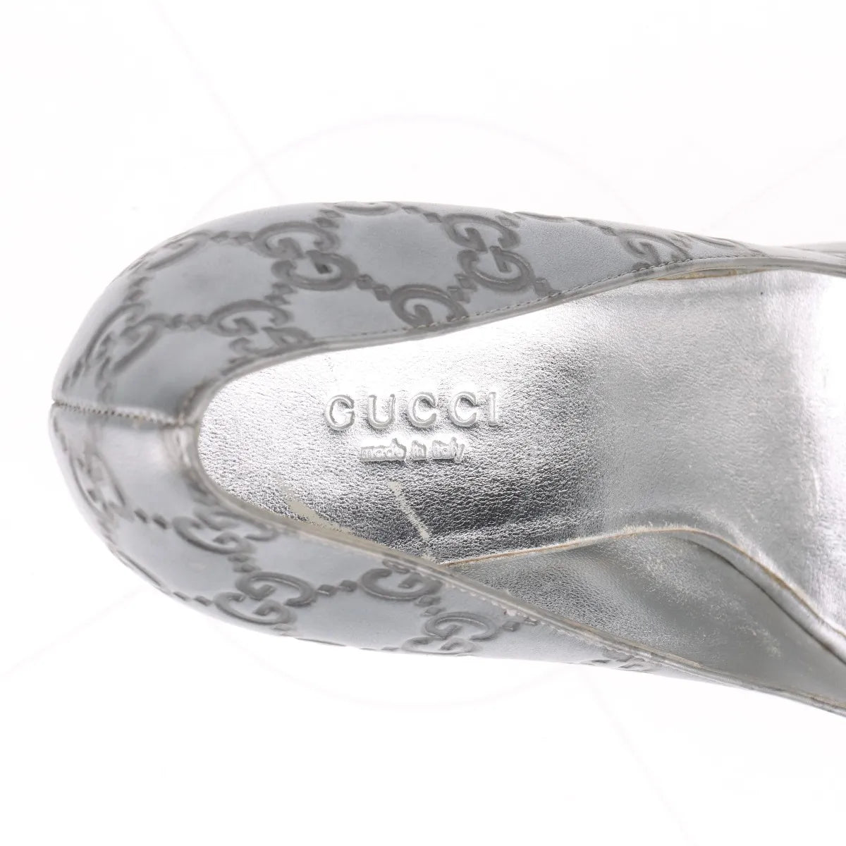 Gucci GG Logo Open-toe Pumps Silver