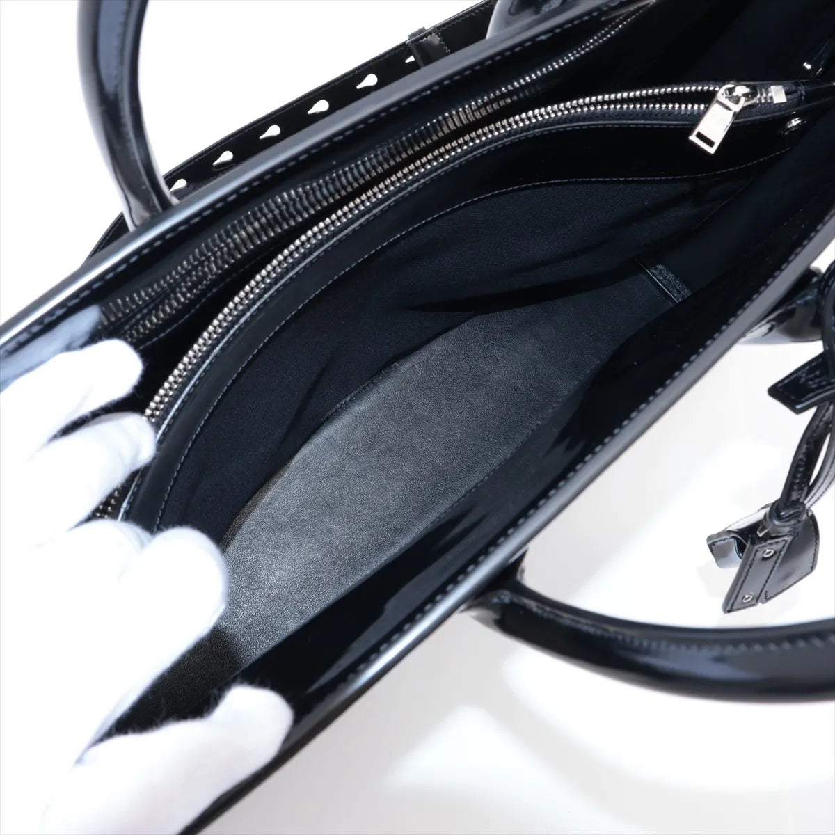 Saint Laurent Paris Large Sac de Jour Patent Leather Two-Way Handbag Black