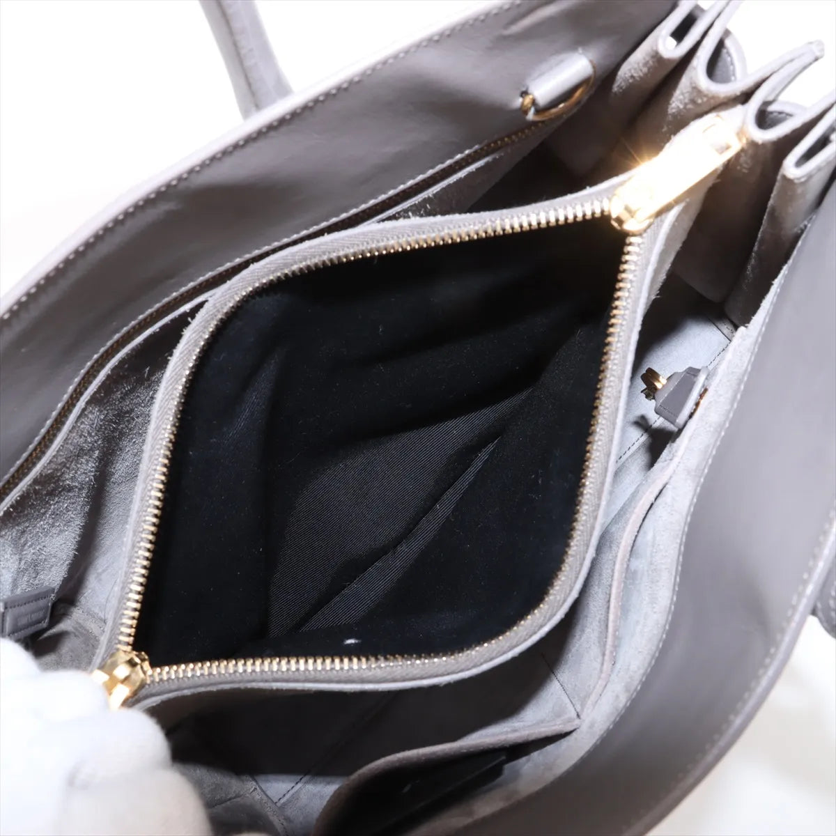 Saint Laurent Paris Sac de Jour Leather Two-Way Handbag Gray