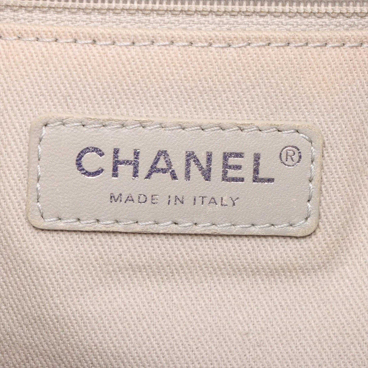 Chanel Deauville Canvas Leather Stripe Chain Tote Bag MM Black x Gray x Beige