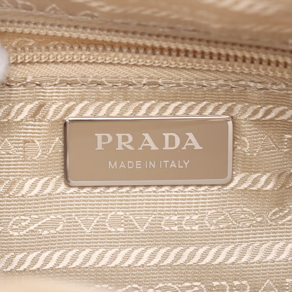 Prada Tessuto Nylon Leather Shoulder Bag Beige
