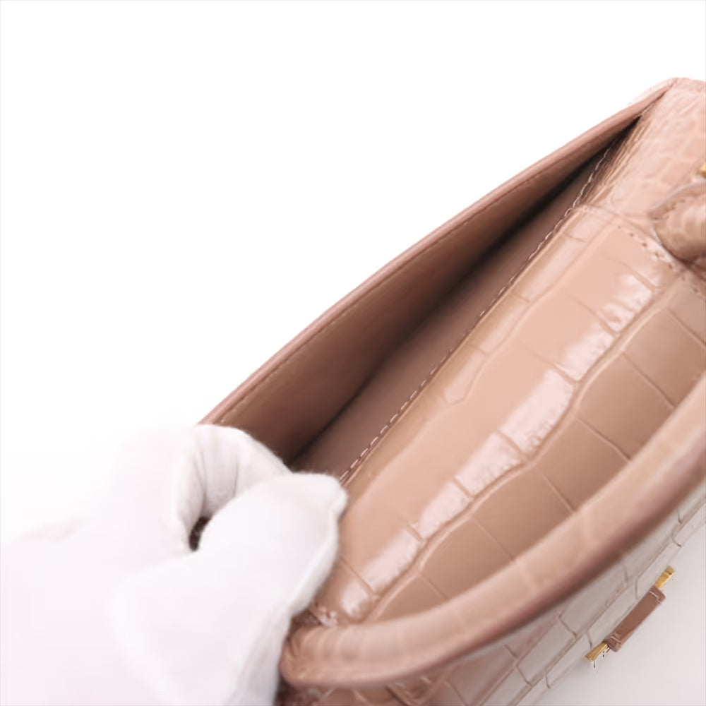 Balenciaga Hourglass Mock Croc Two-Way Handbag Beige