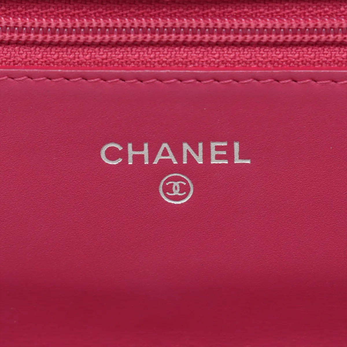 Chanel CC Logo Matelasse Patent Leather Chain Wallet Bag Pink