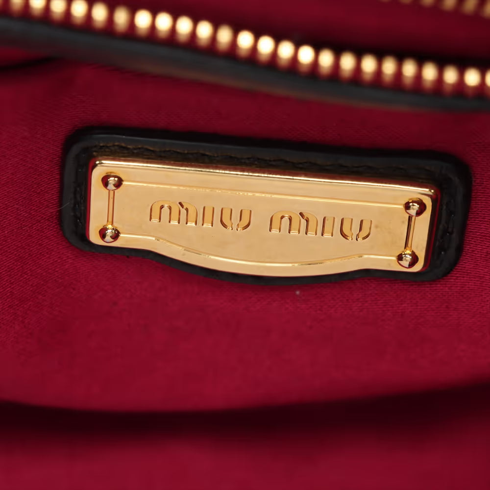 Miu Miu Matelasse Leather Two-Way Handbag Black