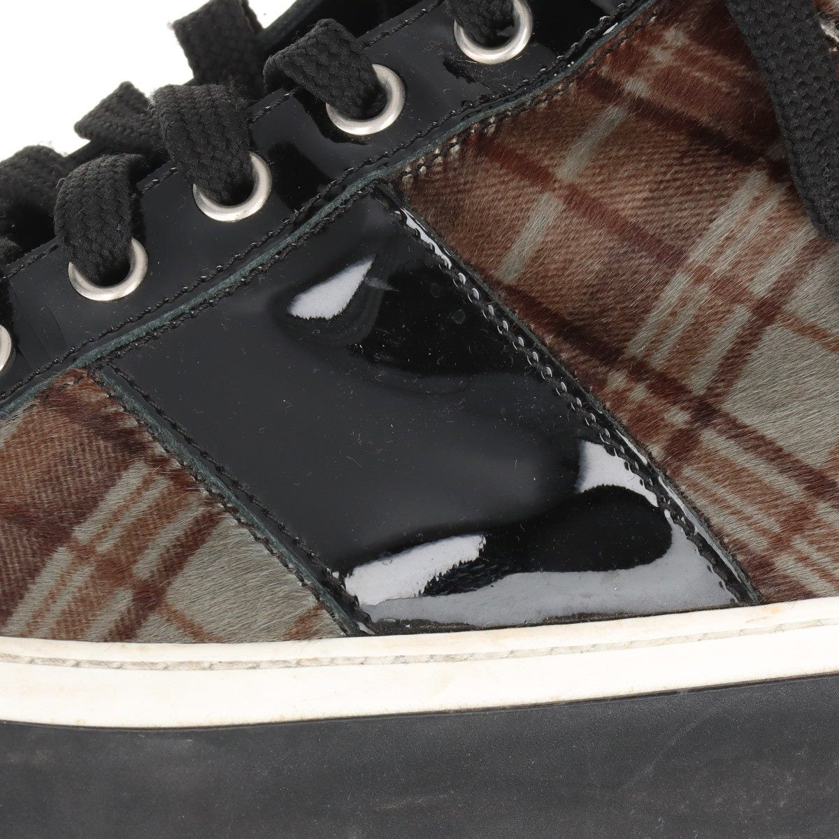 Jimmy Choo Check Fabric High-top Sneakers  Black × Brown