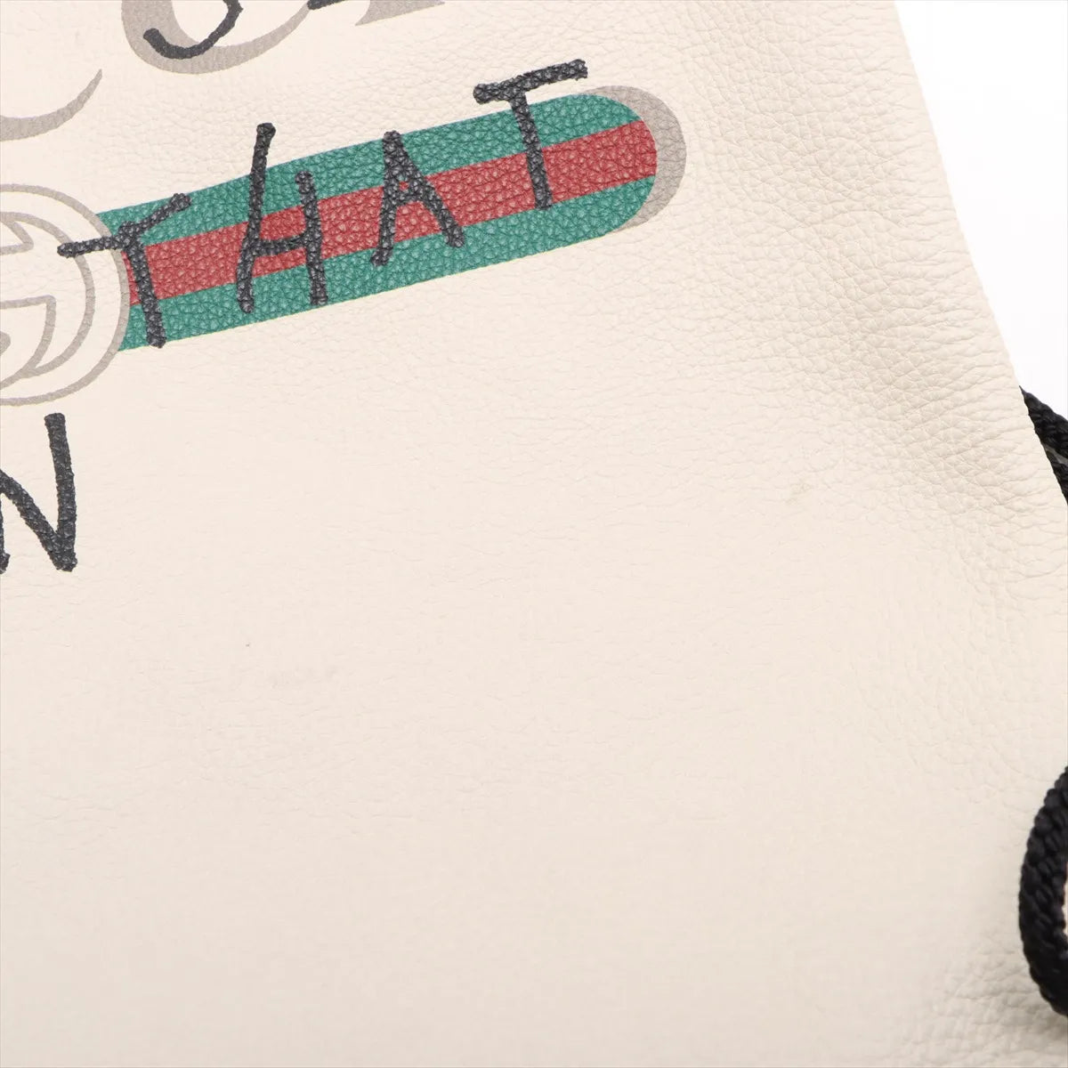 Gucci GG Logo Drawstring Leather Backpack White