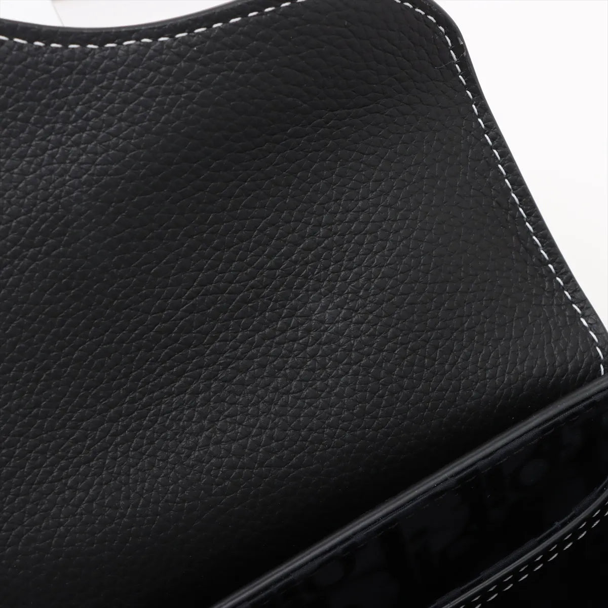 Christian Dior Saddle Leather Shoulder Bag Navy Blue