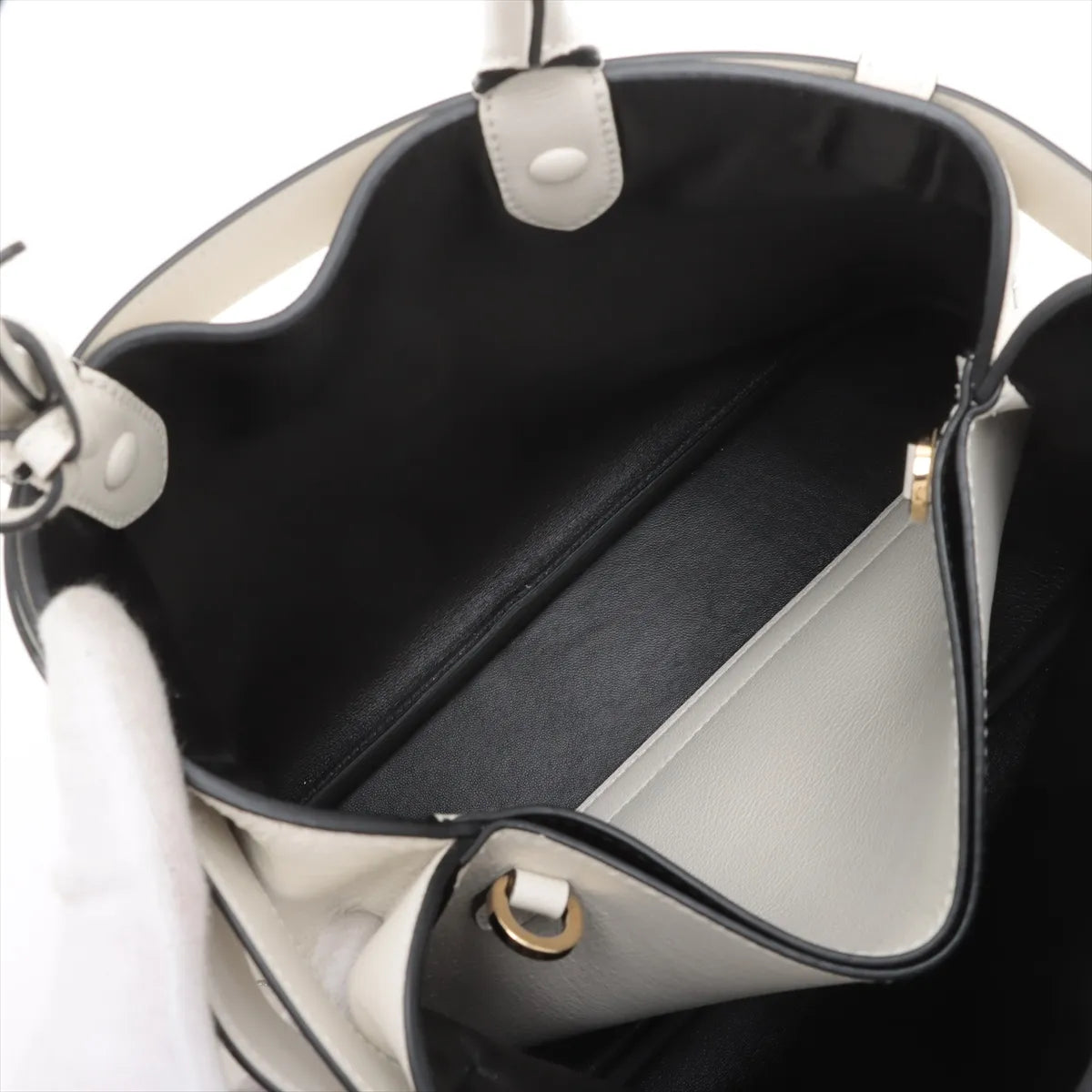 Prada Buckle Belt Studs Two-Way Shoulder Bag White