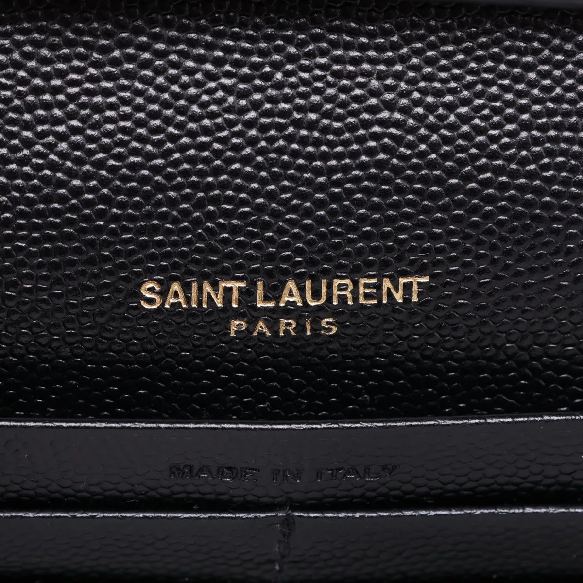 Saint Laurent Paris Cassandre Leather Wallet on Chain Black