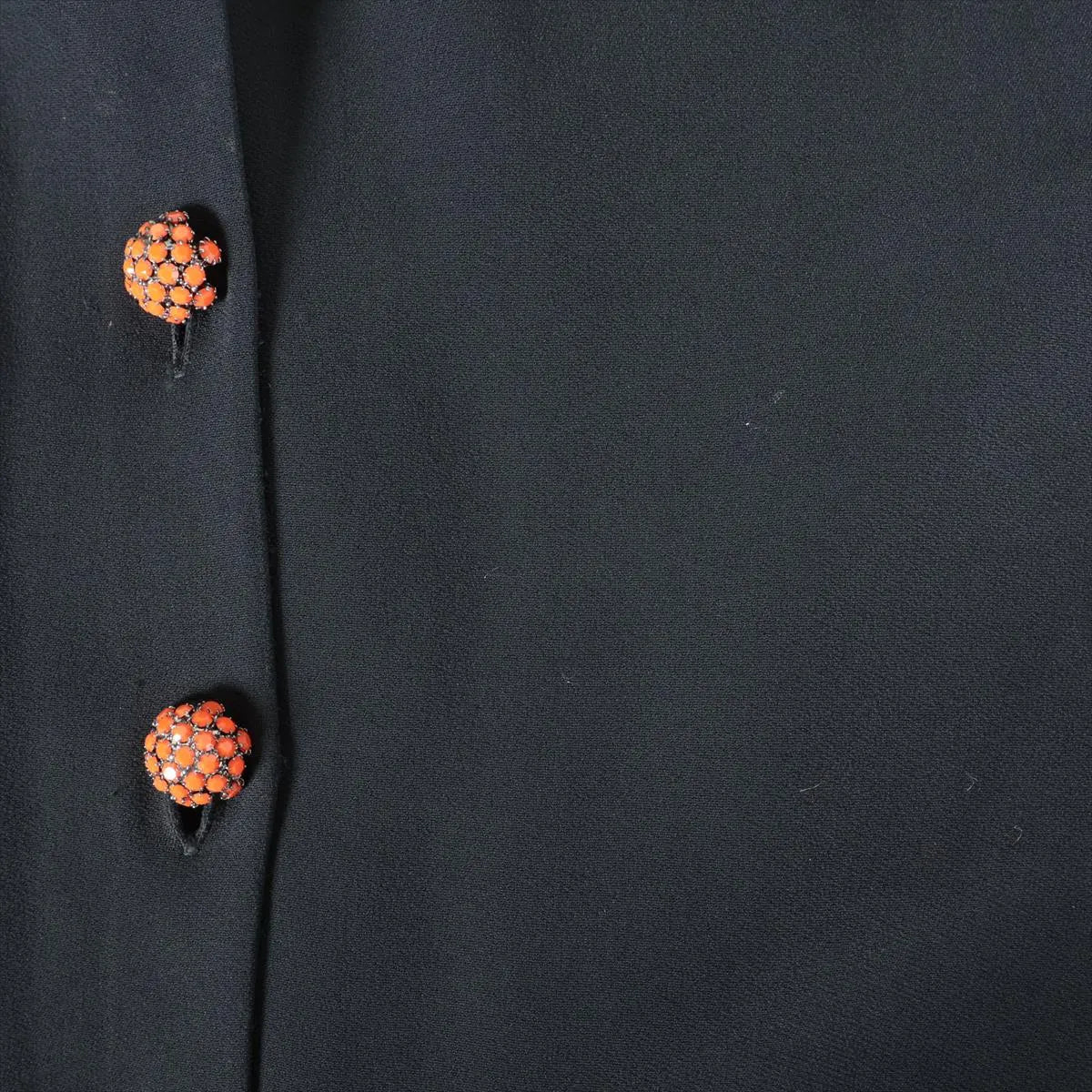 Etro Rayon Shirt Orange Rhinestone Button Knee Length Dress Black