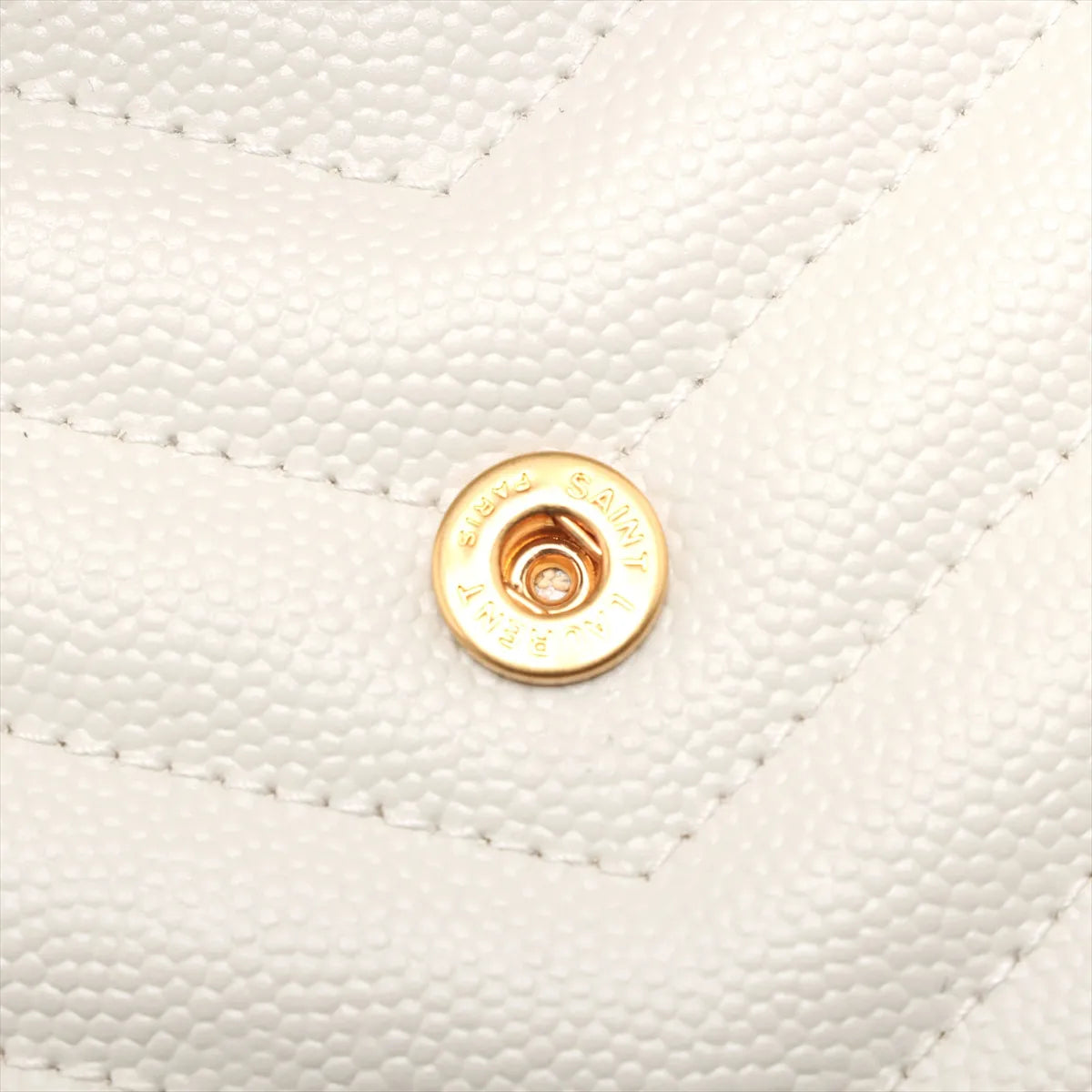 Saint Laurent Paris Envelope Leather Chain Wallet White