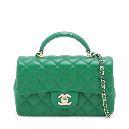 Chanel CC Logo Matelasse Lambskin Two-Way Shoulder Bag Green