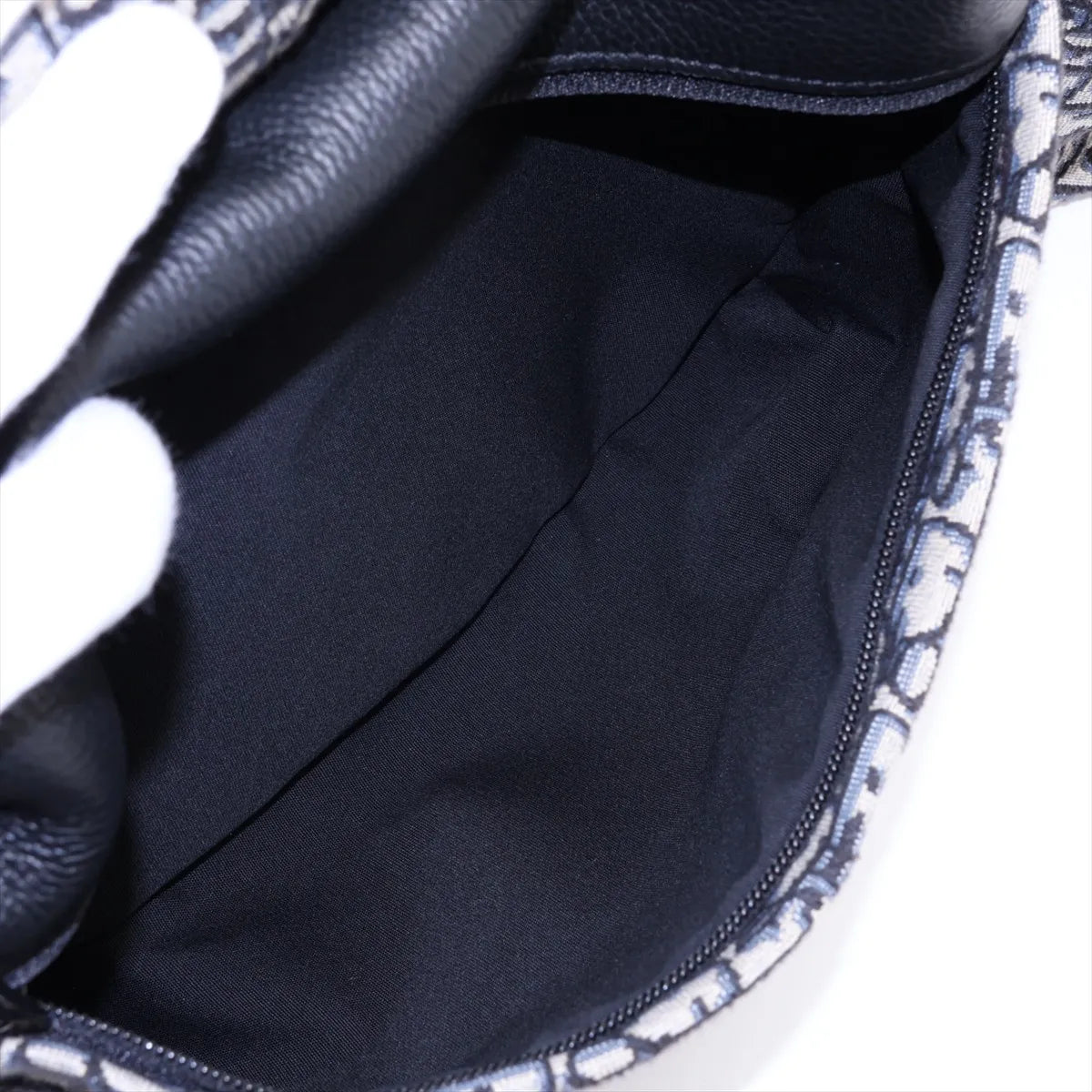 Christian Dior Oblique Canvas Leather Backpack Navy Blue
