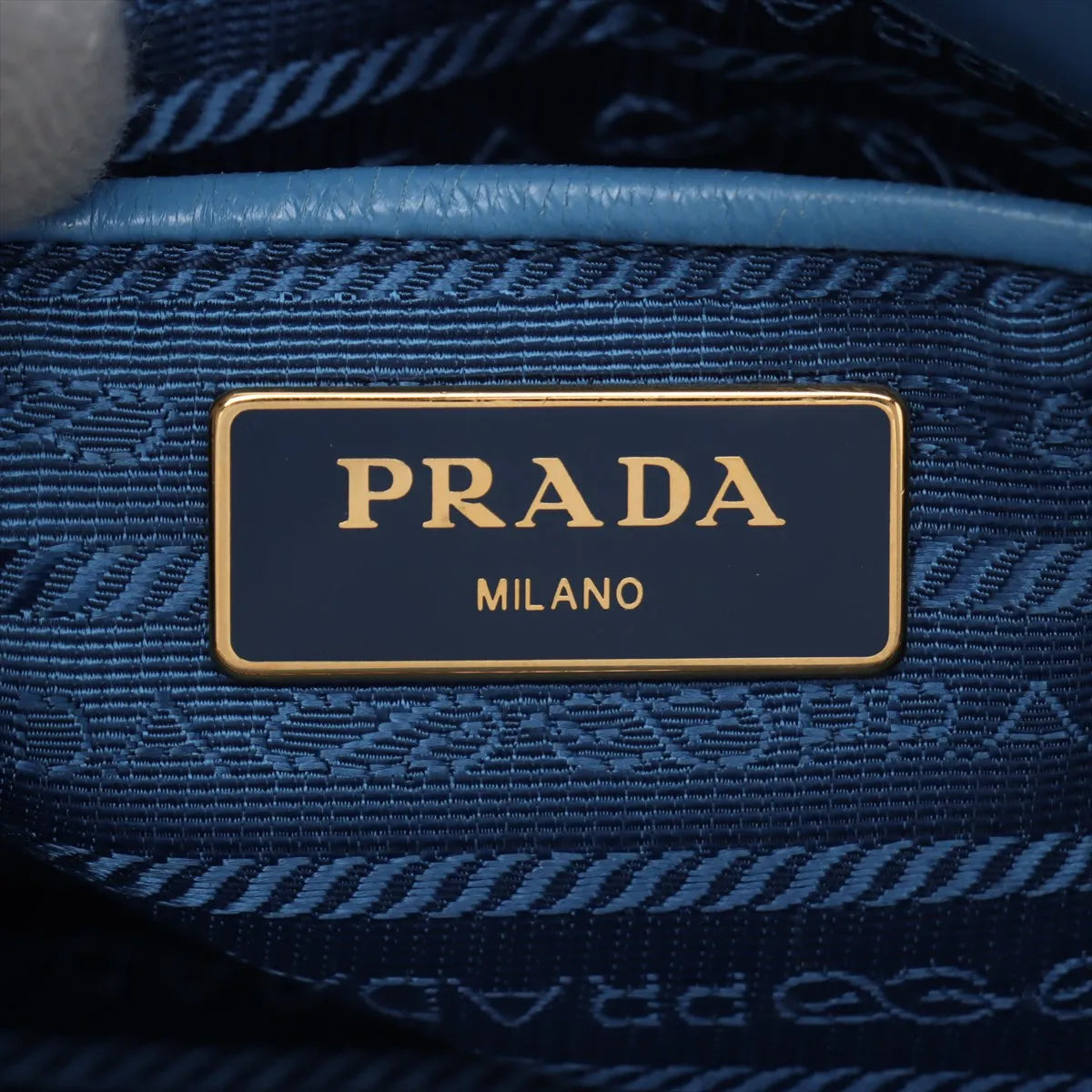 Prada Nappa Gaufre Nylon Leather Handbag Blue