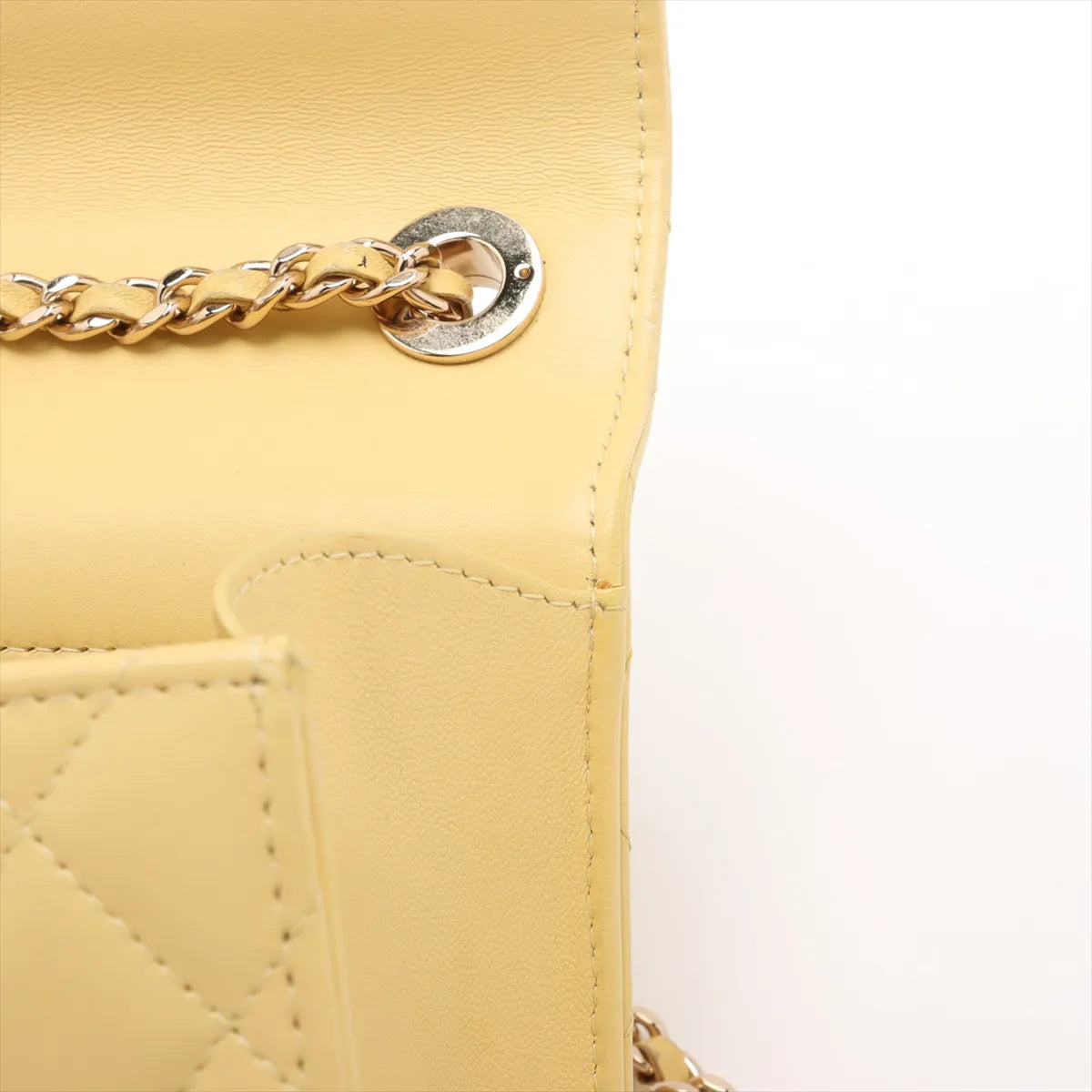 Chanel CC Logo Mini Matelasse Lambskin Single Flap Single Chain Bag Yellow