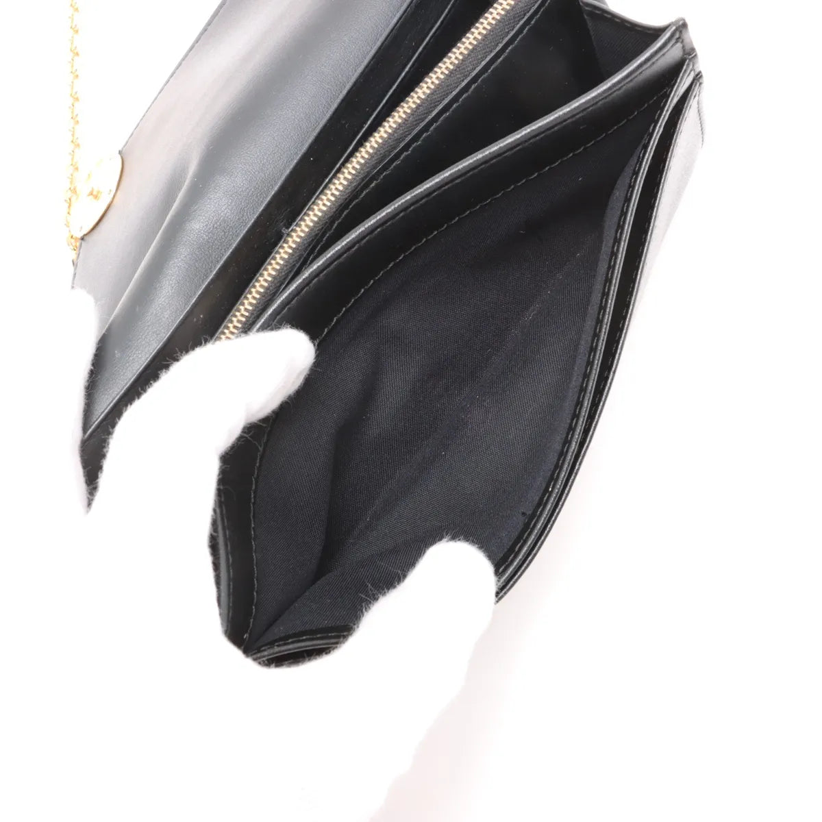Fendi Leather Wallet on Chain Black