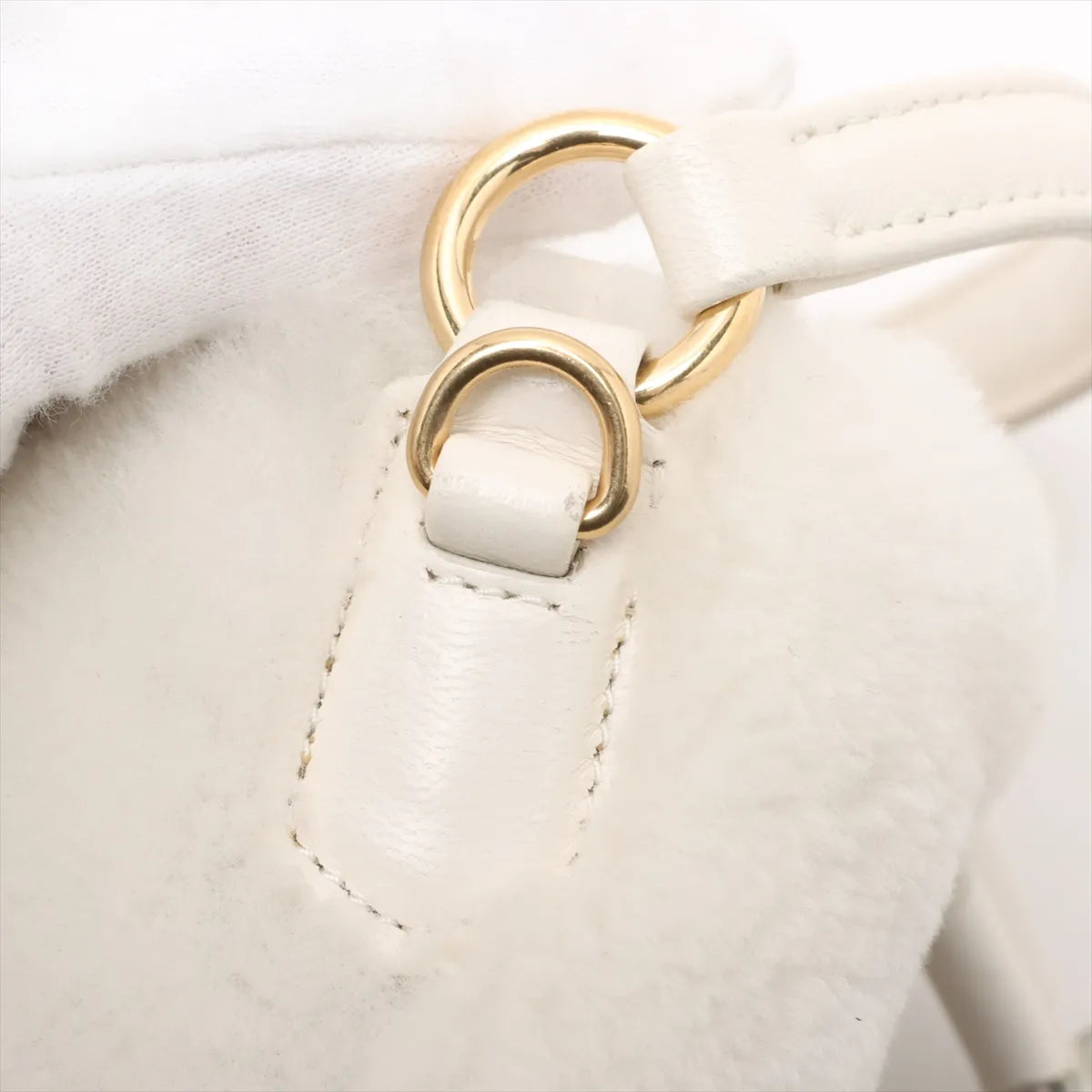 Miu Miu Fur Leather Two-Way Bucket Bag White