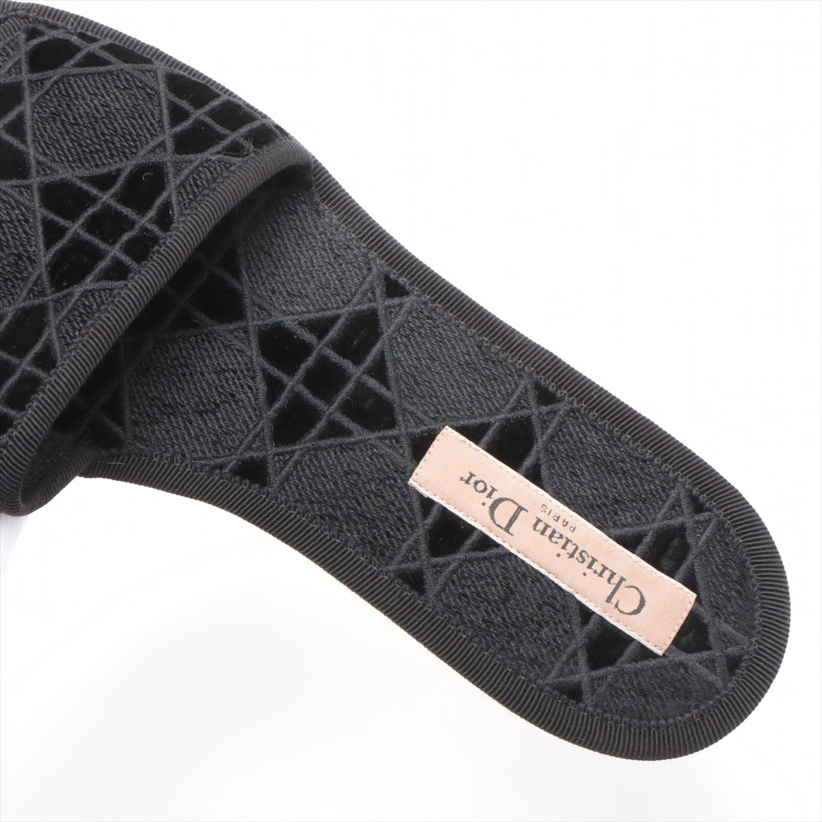 Christian Dior Cannage Velour Slide Sandal Black