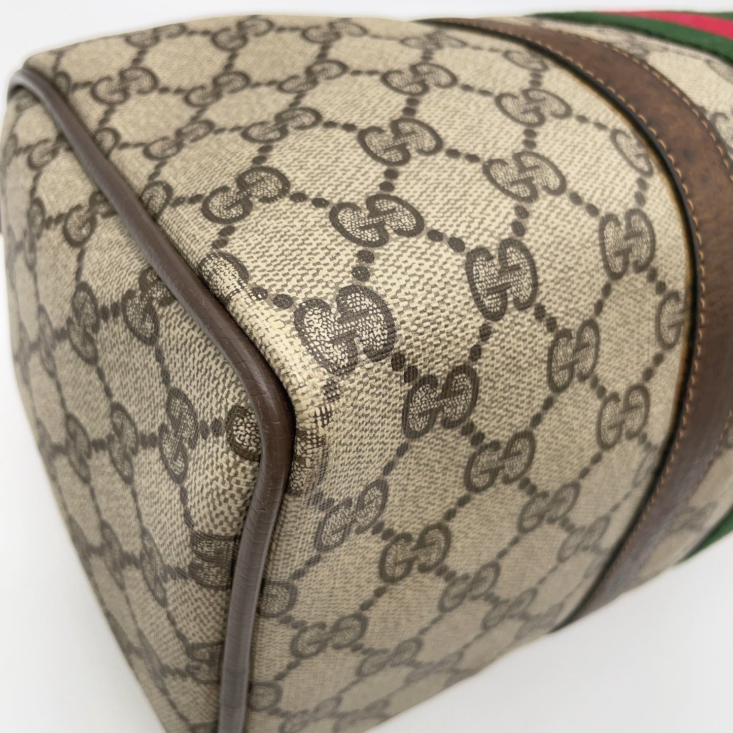 Gucci GG Supreme PVC Sherry Line Boston Bag Beige