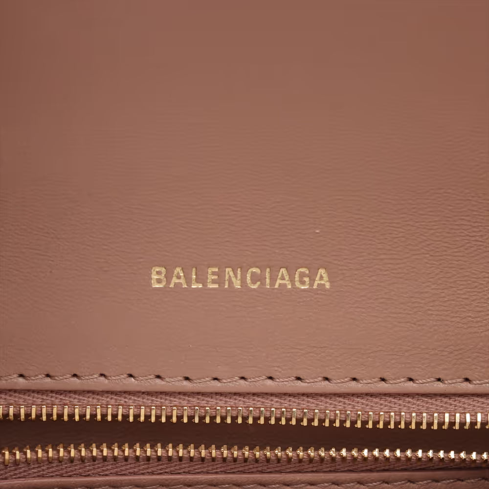 Balenciaga Hourglass Mock Croc Two-Way Handbag Beige