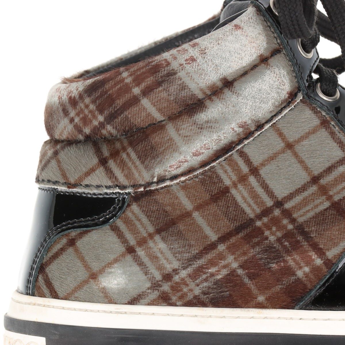 Jimmy Choo Check Fabric High-top Sneakers  Black × Brown