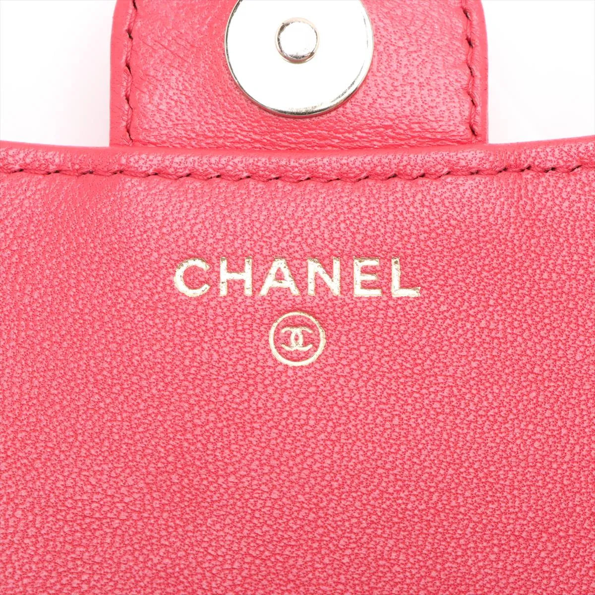 Chanel CC Logo Matelasse Lambskin Wallet on Chain Red