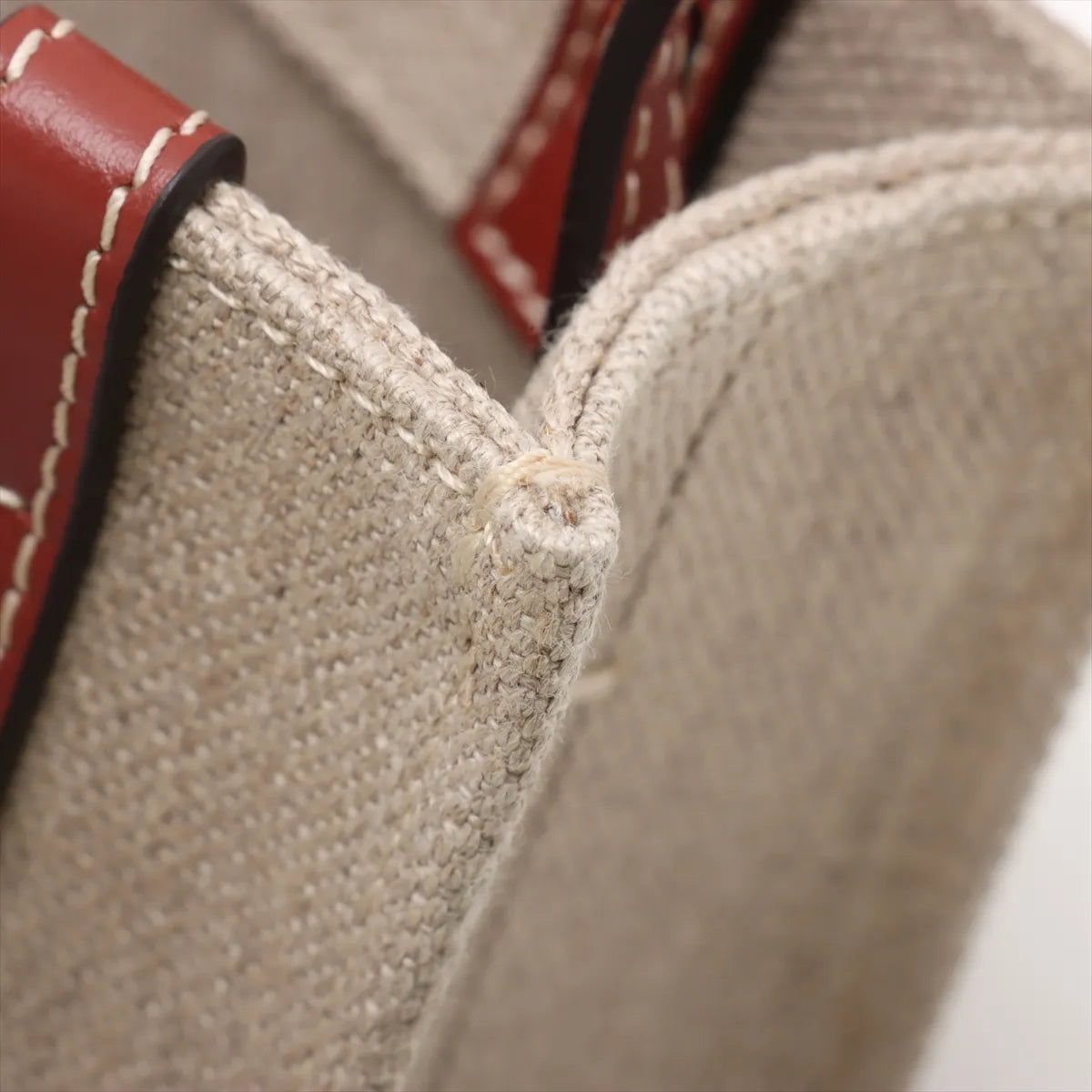 Chloe Woody Nano Canvas Leather Two-Way Handbag Beige×Brown