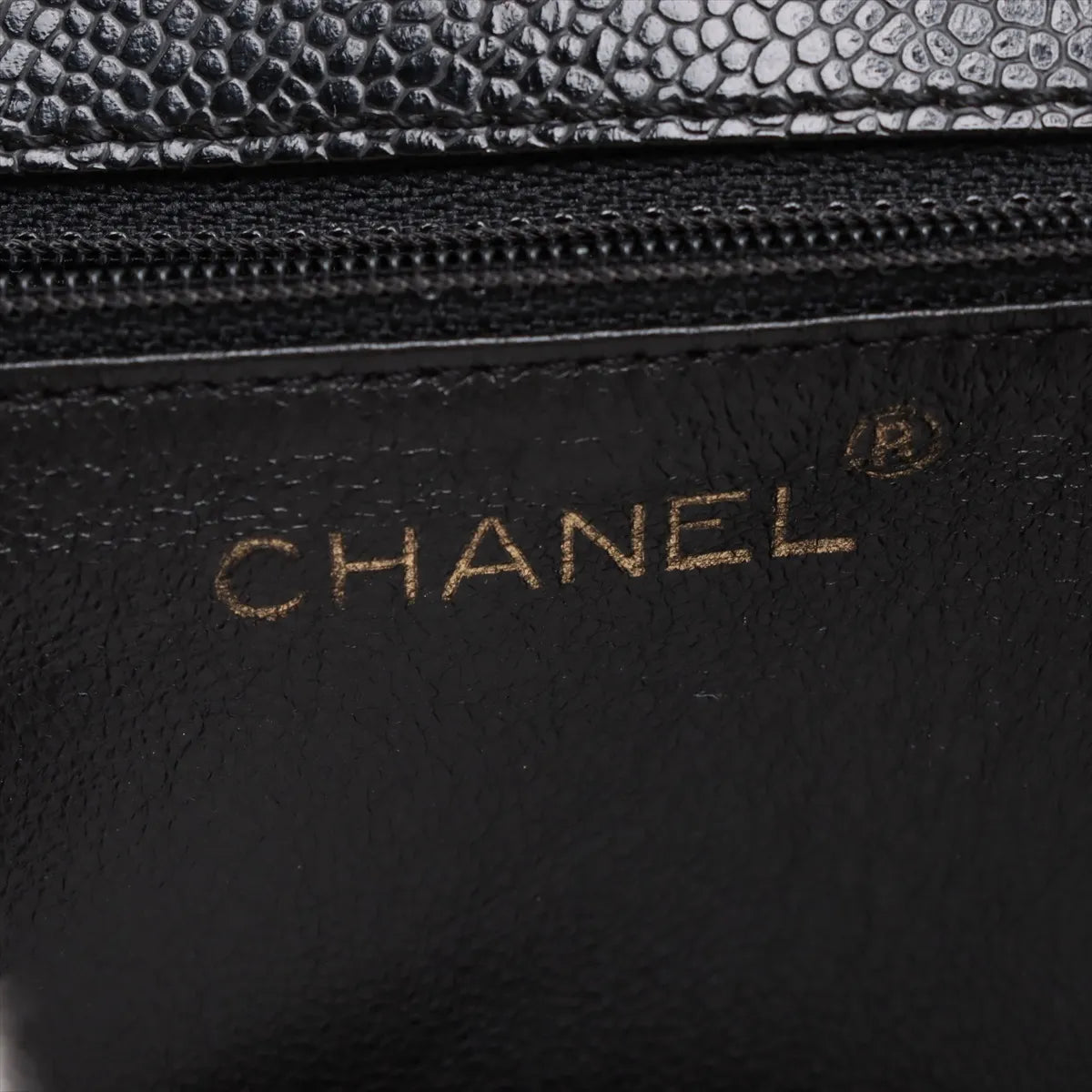 Chanel CC Logo Matelasse Caviar Skin Chain Shoulder Bag Black