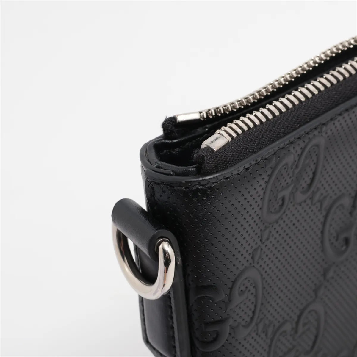 Gucci GG Embossed Leather Two-Way Shoulder Bag Black