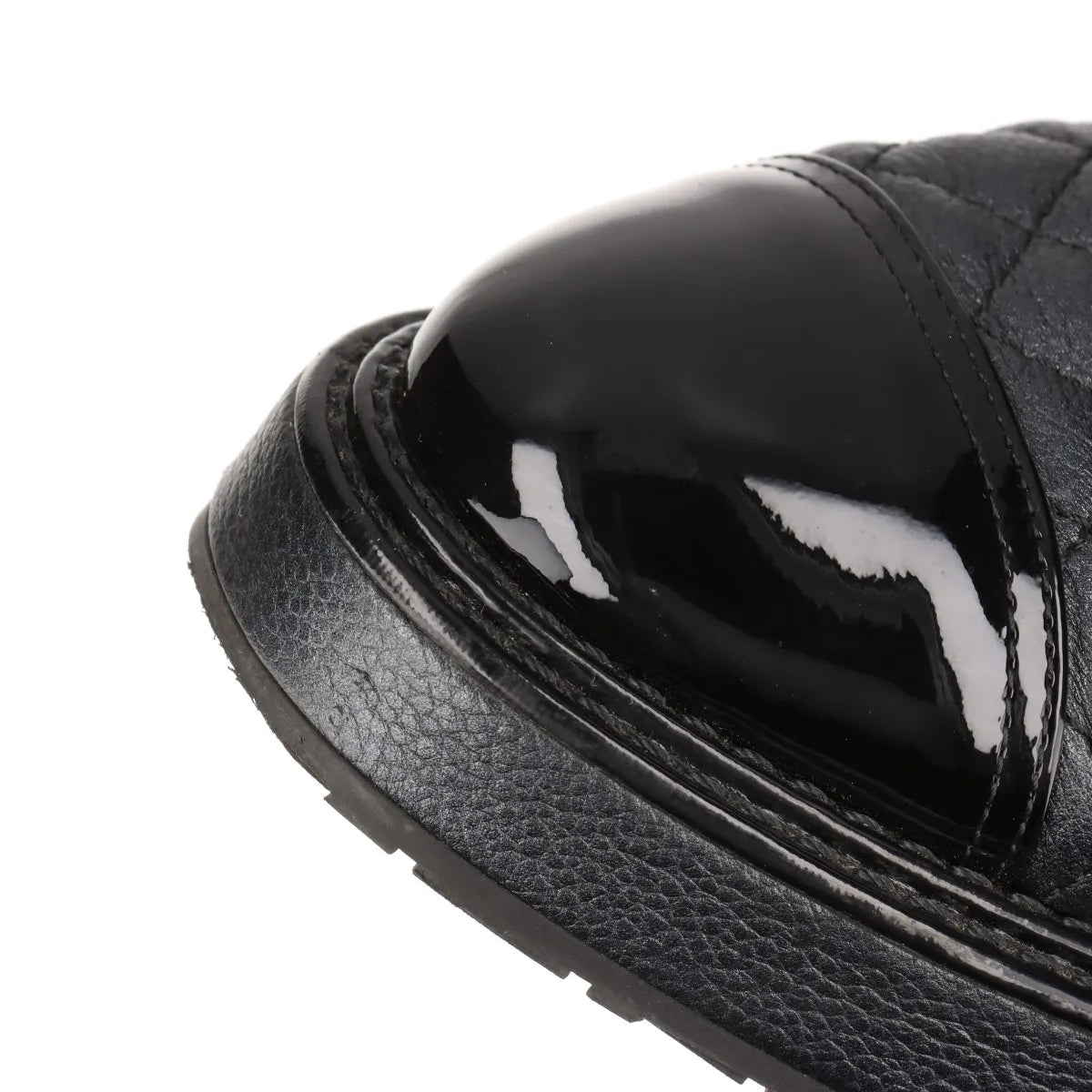 Chanel Logo Matelasse Leather Short Ladies Boots Black