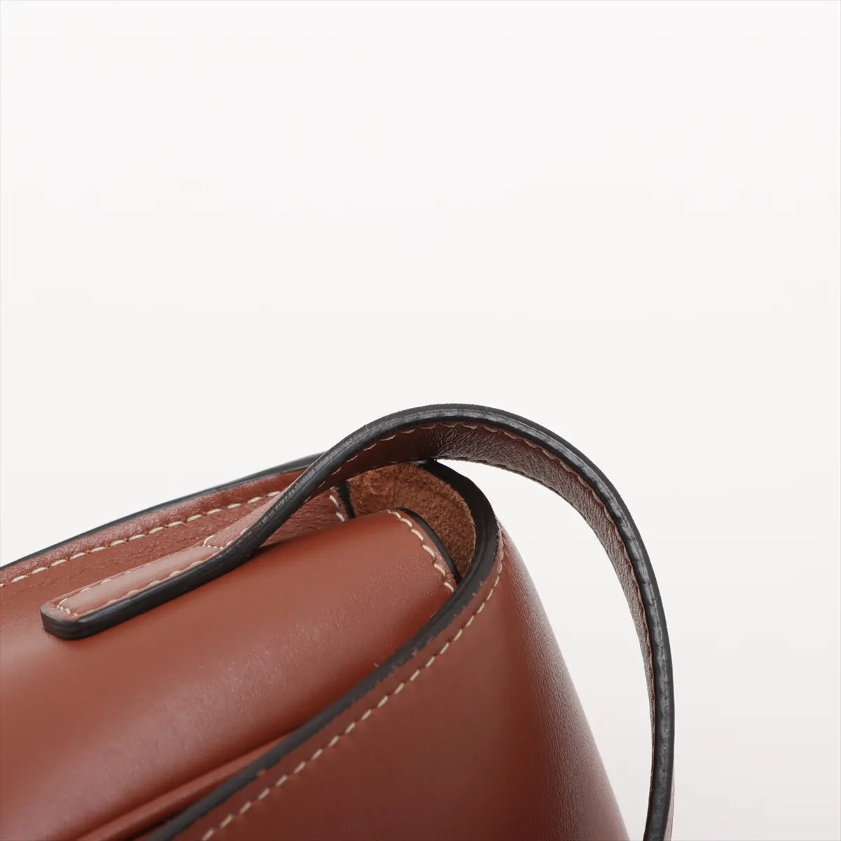Celine Folco Triomphe Leather Shoulder Bag Brown