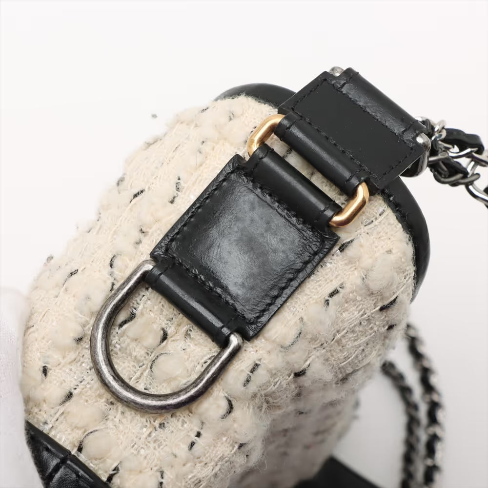Chanel Matelasse Gabrielle Doo Tweed Leather Chain Shoulder Bag Black x White