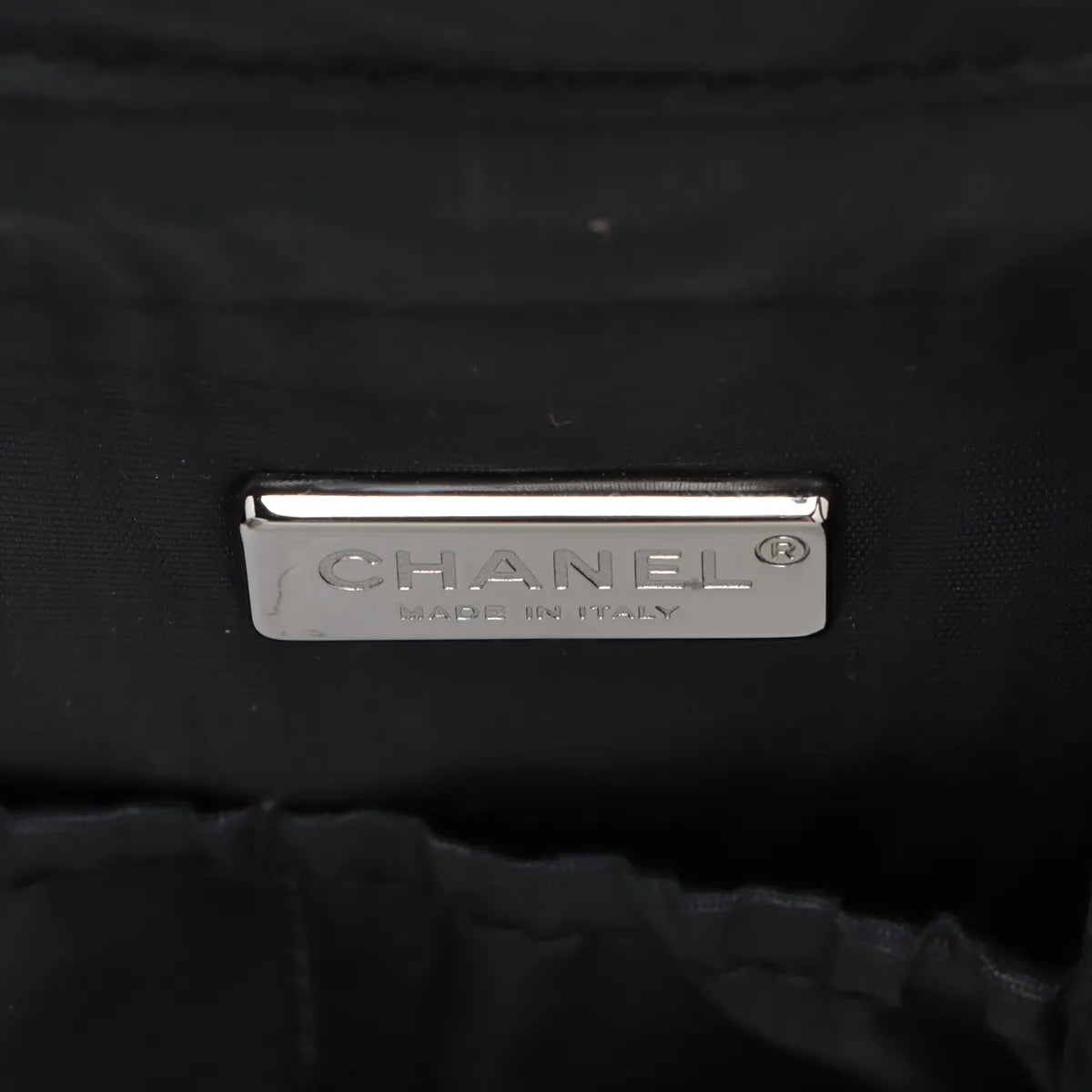 Chanel Paris New York Line Tweed Vanity Chain Handbag Gray X Black