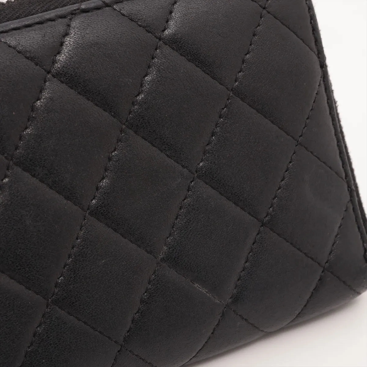 Chanel CC Logo Matelasse Lambskin Zippy Wallet Black