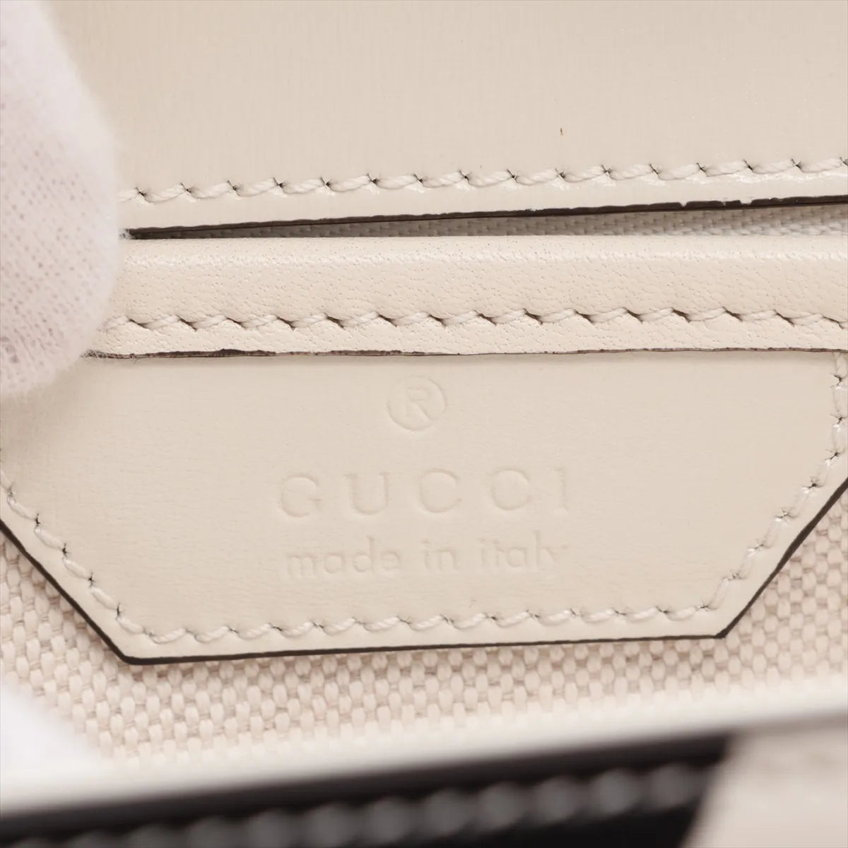 Gucci Bamboo 1947 Leather Two-Way Handbag White x Multicolor
