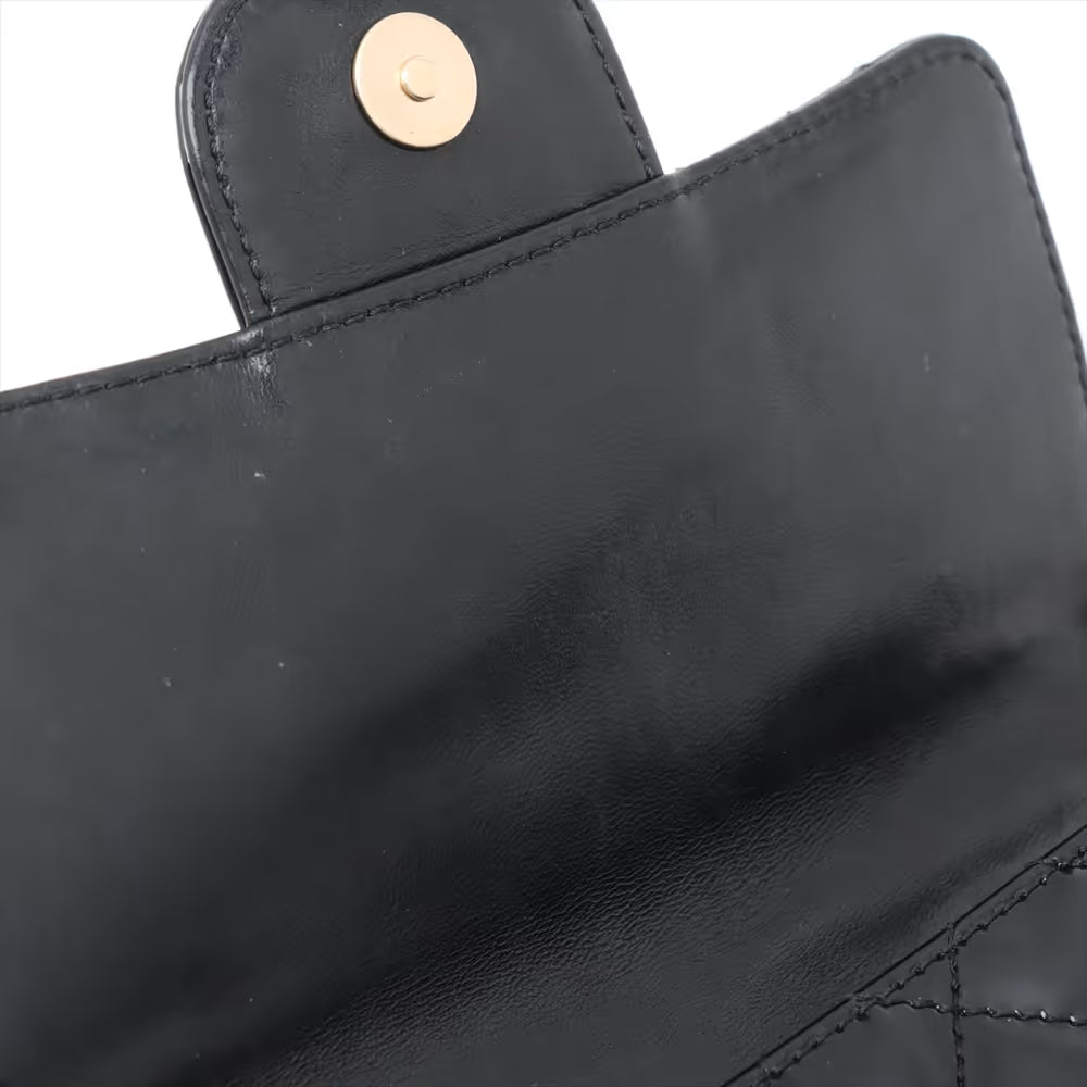 Chanel CC Logo Matelasse Patent Leather Cotton Chain Gamaguchi Shoulder Bag Black