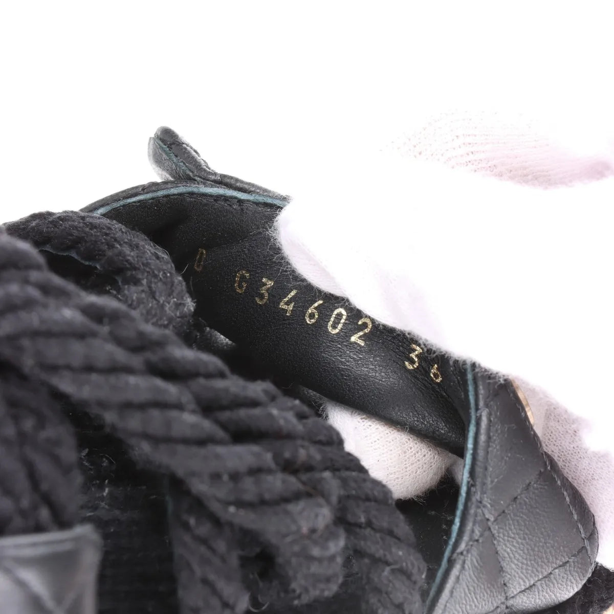 Chanel Logo Matelasse Leather Strap Sandal Black