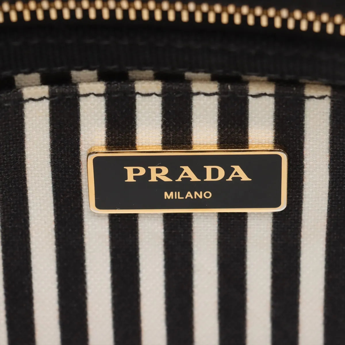Prada Canapa Canvas x Leather Two-Way Handbag Black