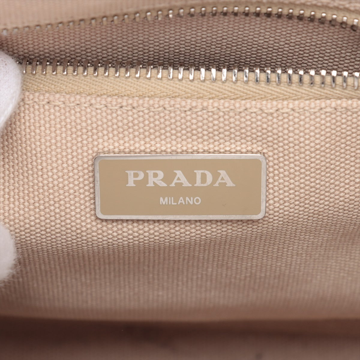 Prada Canvas Two-Way Handbag Beige