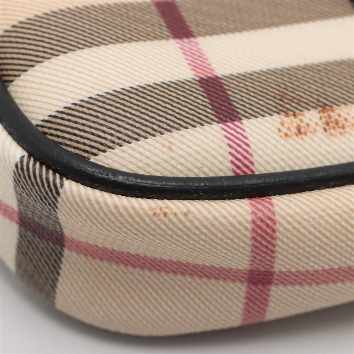 Burberry Nova Check Leather Baguette Bag Beige×Black