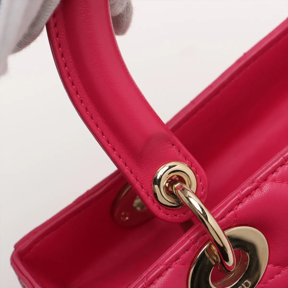 Christian Dior Lady Dior Cannage Leather Handbag Hot Pink