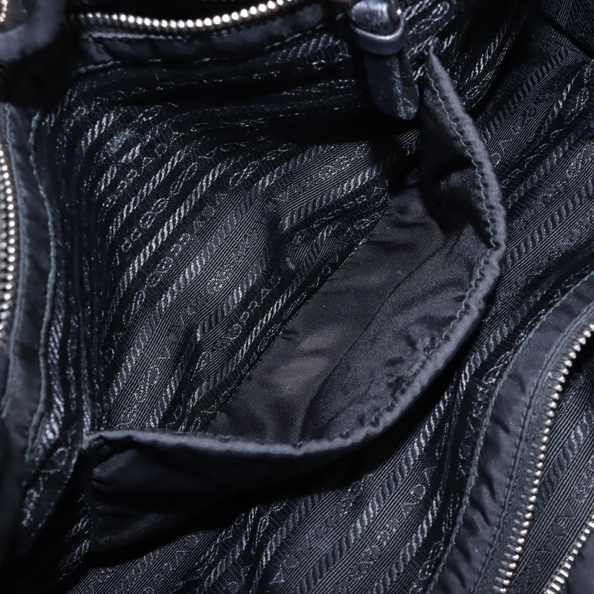 Prada Tessuto Bomber Nylon Leather Handbag Black